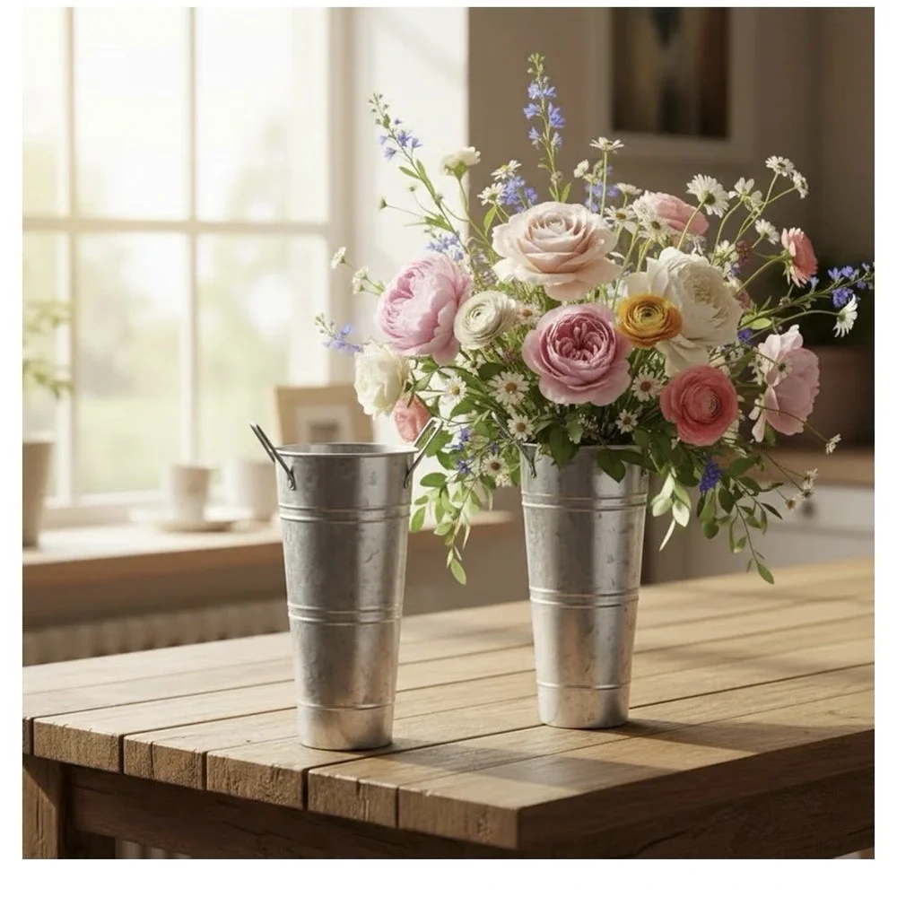 6 Pack 10Inch Galvanized Flower Bar Buckets, Flower Buckets for Flower Bar,